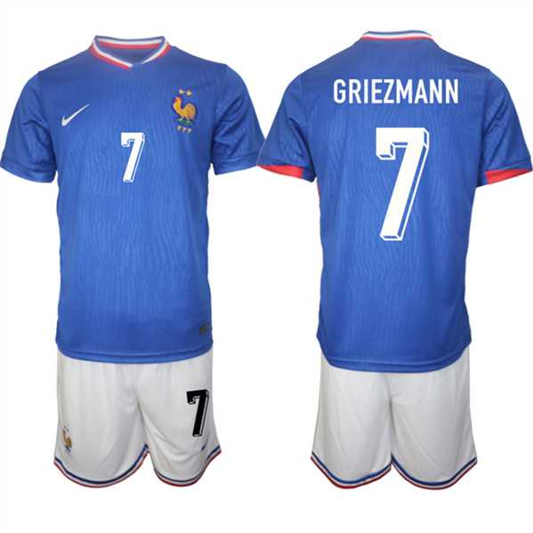 Men's France #7 Antoine Griezmann Blue 2024-25 Home Soccer Jersey Suit,We sell and wholesale Men's France #7 Antoine Griezmann Blue 2024-25 Home Soccer Jersey Suit on line form chian!